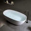 Baignoire de trempage autoportante en résine de 61 po à surface solide avec trop-plein et bonde escamotable blanche 61 po