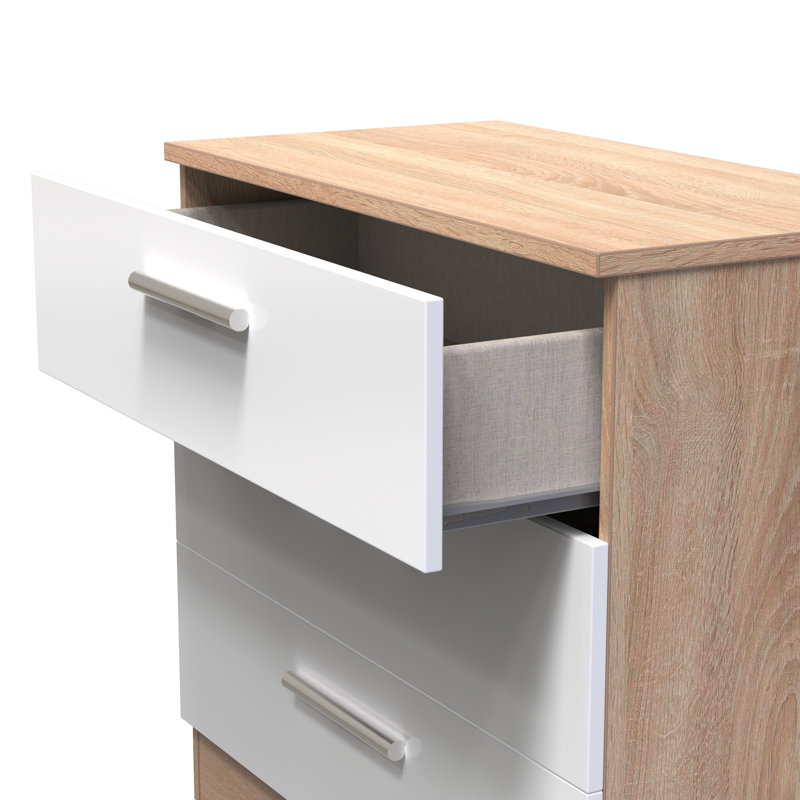 Fully Assembled Chesler 3 Drawer Chest of Drawers, Bardolino/White Gloss