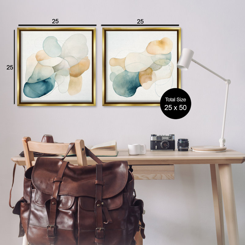 Ensemble de 2 toiles flottantes encadrées de couleur terre pâle, design par Irena Orlov, H 25 po x l 25 po