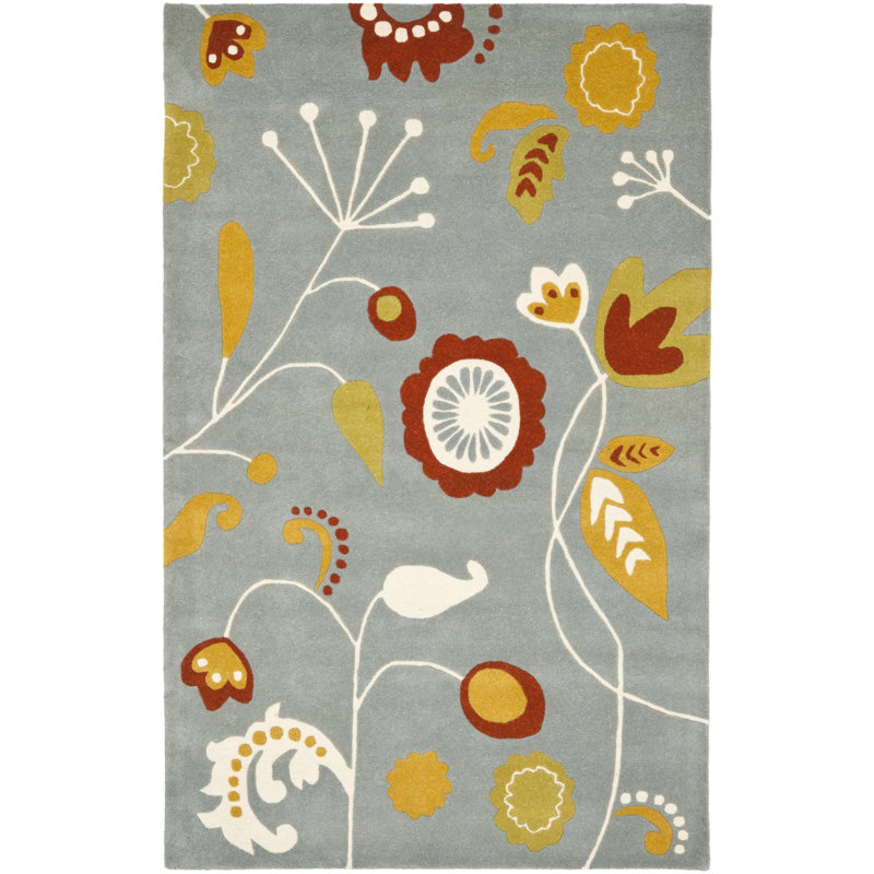 Soho Hand Tufted Wool And Viscose Floral Rug, Rectangle 7'6" x 9'6"