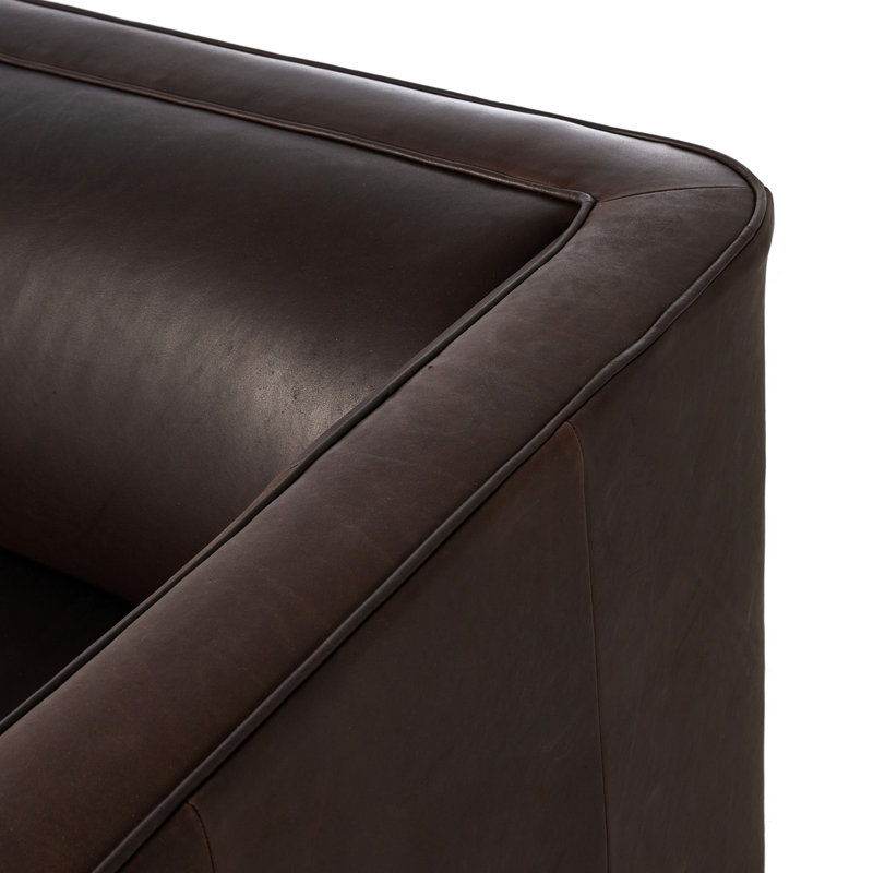 Gigi 95" Upholstered Sofa, Heirloom Cigar Top Grain Leather