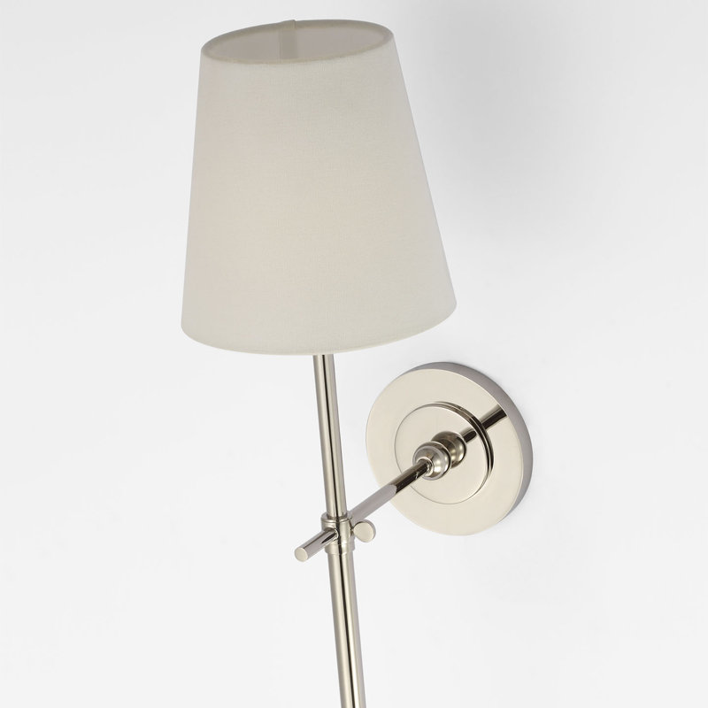 Thomas O'Brien Bryant 27" Cordless Tail Sconce with Linen Shade, Polished Nickel