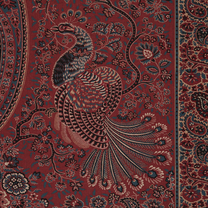 Colmery Paisley Panel Fabric, Rouge