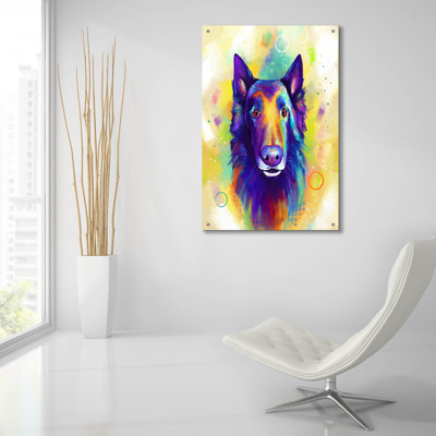 Art mural en verre épique «Pop Art Rough Collie» par Furbaby Affiliates