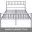 Minimalist Metal Bed Frame with Slatted Headboard-766174236-682358409