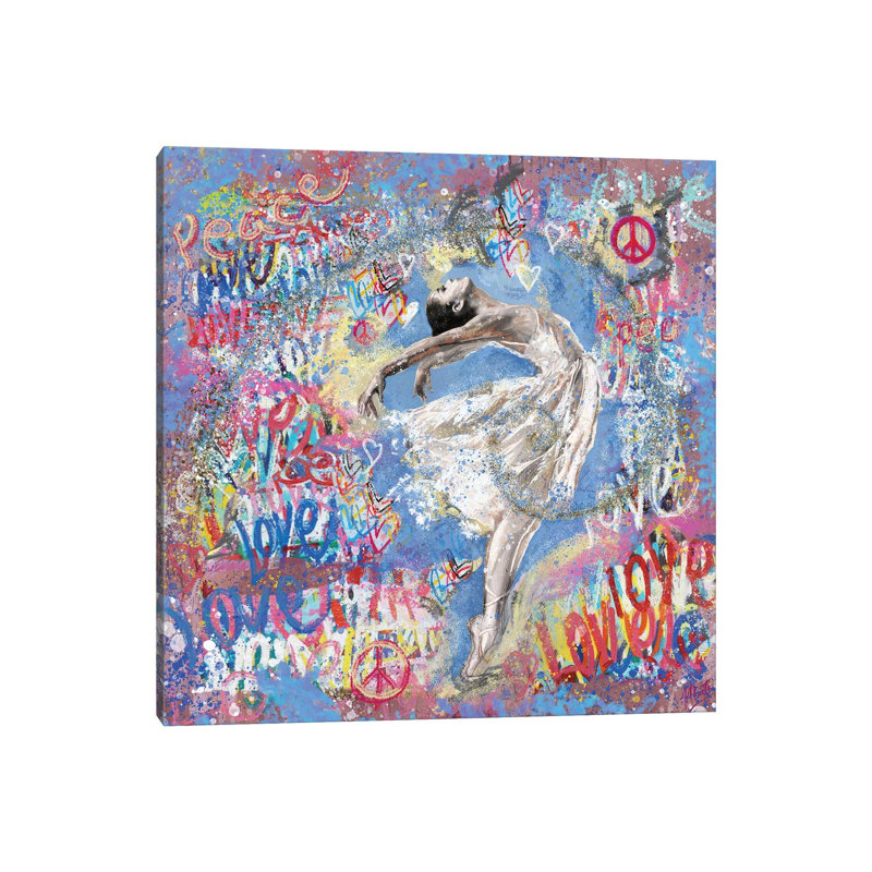 Graffiti Ballerina I - reproduction d'art murale encadrée, H 12 po x l 12 po, Toile tendue, Ne s’applique pas