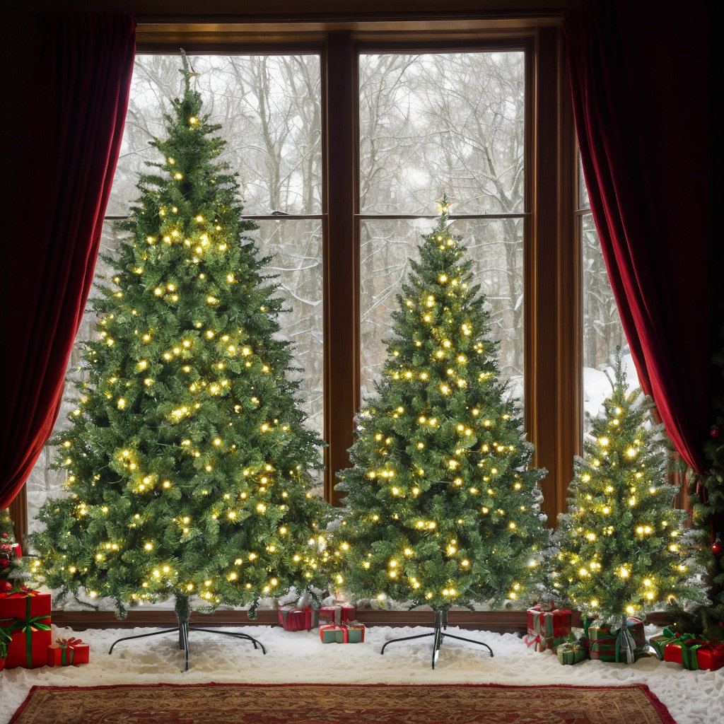 The Holiday Aisle® PreLit Artificial Christmas Set Of 3, 3Piece Xmas