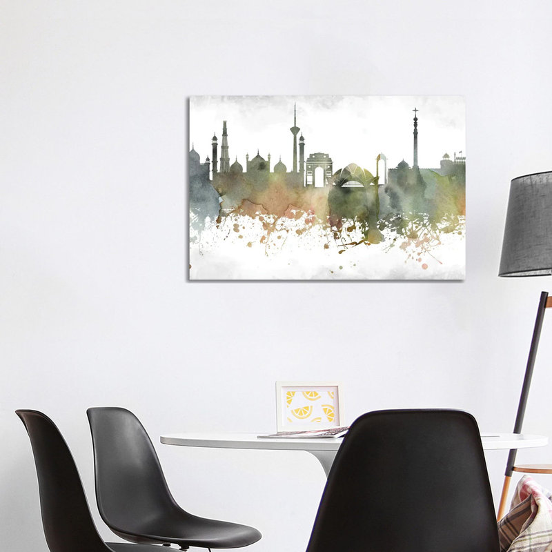 Delhi Skyline 1 Piece Wrapped Canvas Wall Art, 66.04cm H x 101.6cm W x 1.9cm D