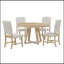 Ensemble de salle à manger rétro 5 pièces, table ronde avec rallonge de l 16 po et 4 chaises rembourrées pour salle à manger et salon (naturel)