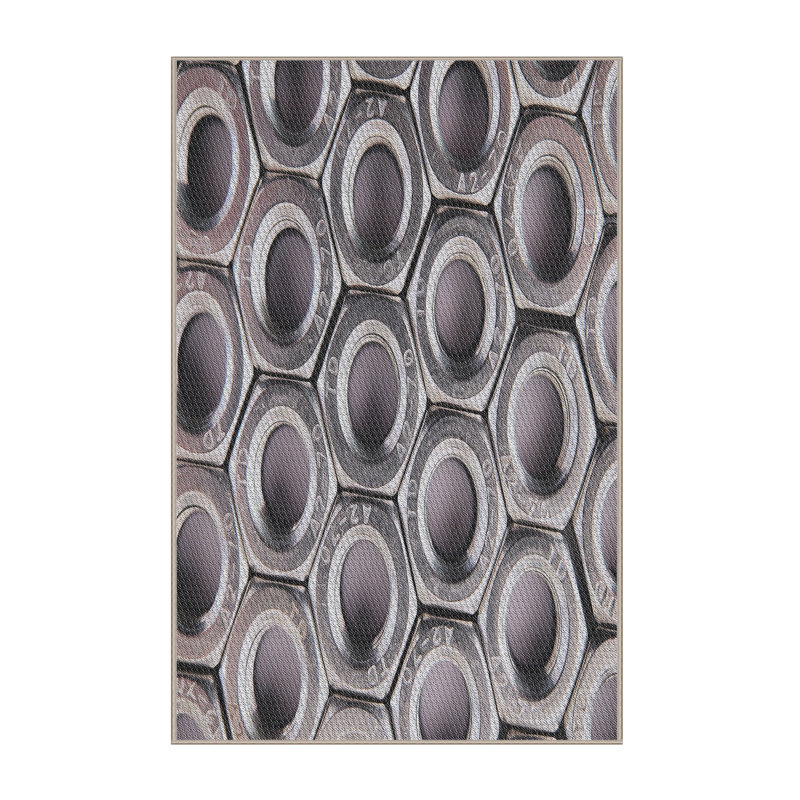 Tapis gris/brun tissé à la machine, Rectangle 7 pi x 9 pi