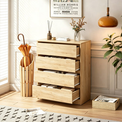 Meuble-lavabo à 4 tiroirs, conception sans poignée, convenant à la chambre à coucher et au salon