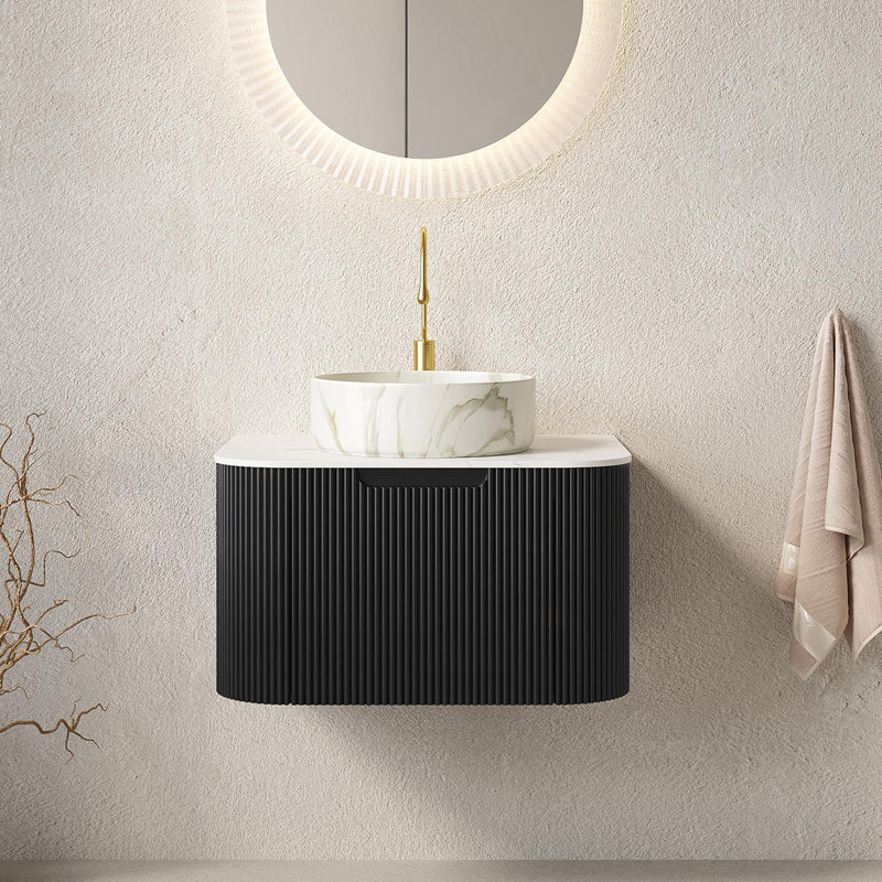Floating Luxury Bathroom Vanity, Stone White, 24