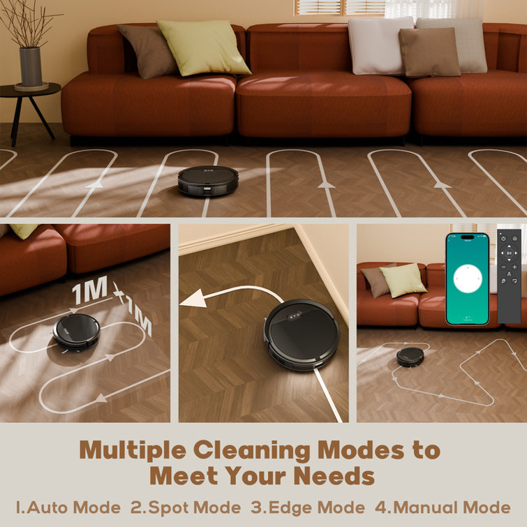 Robot Vacuum And Mop Combo, App/Voice Control, 2 In 1 Robot Vacuum Cleaner, 4000pa Max Power Suction, Scheduled Cleaning, Automatic Recharge, For Pet Hair, Low Carpet, Black