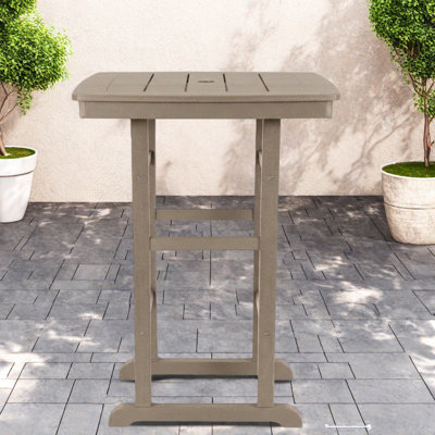 Tables de patio durables en Hdpe, hauteur de bar brun antique, divertissement en plein air
