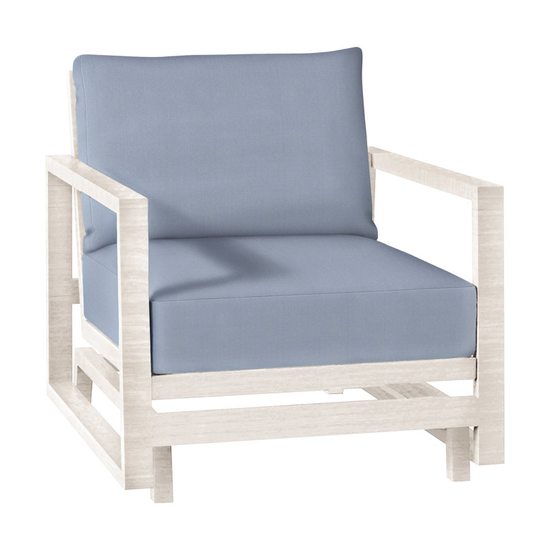 Avondale Patio Lounge Chair with Cushions, Welt + Standard Fill, Arbor Chambray, Chalk