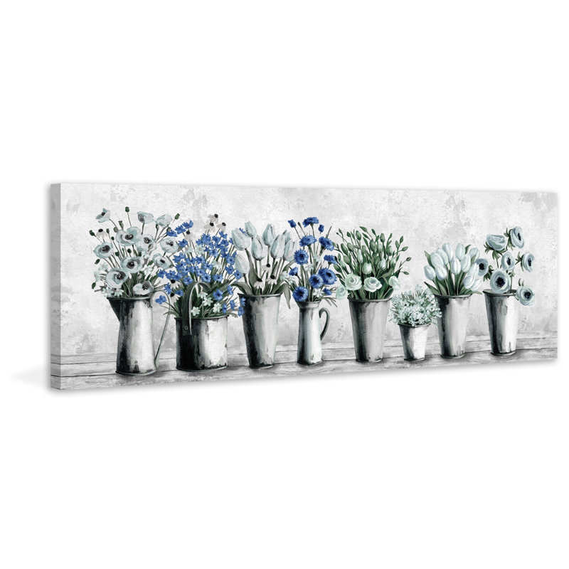 Tulips And Blues - Wrapped Canvas Painting, 51cm H x 152cm W x 3.81cm D