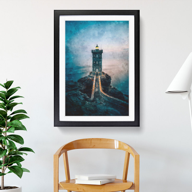 Lighthouse in Le Conquet France - Picture Frame Graphic Art Print, Black Framed, 45cm H x 33cm W x 2cm D