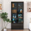 Vitrine avec portes en verre et 2 tiroirs avec lumières DEL pour objets de collection