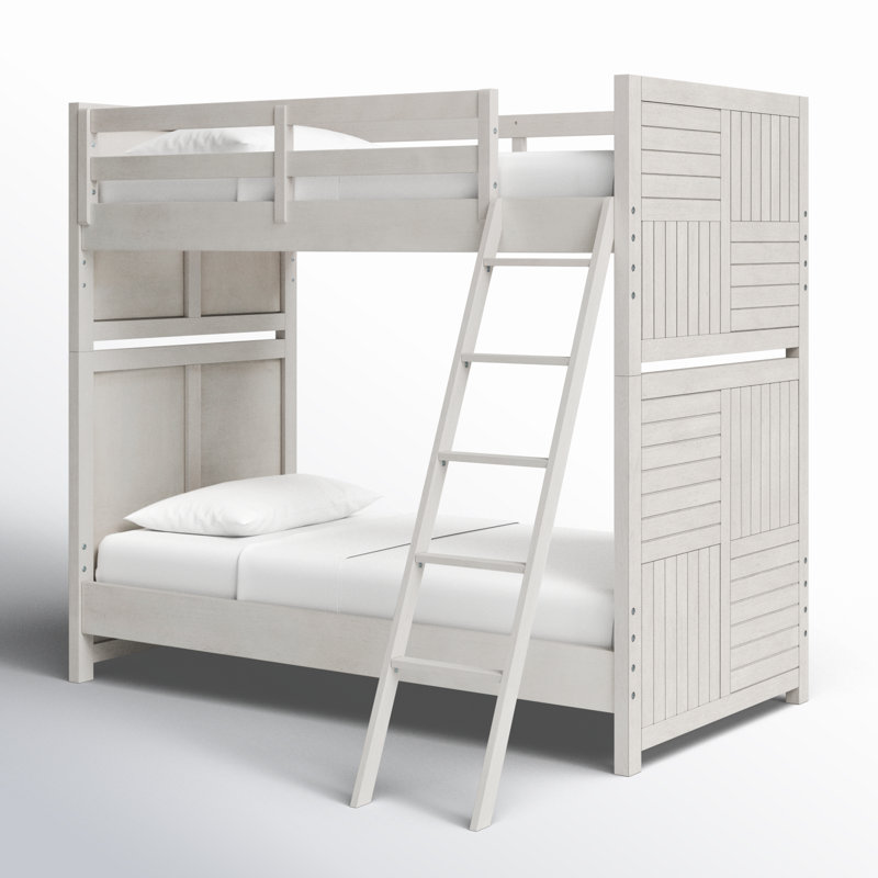 Lit superposé simple en bois massif Halley, Blanc