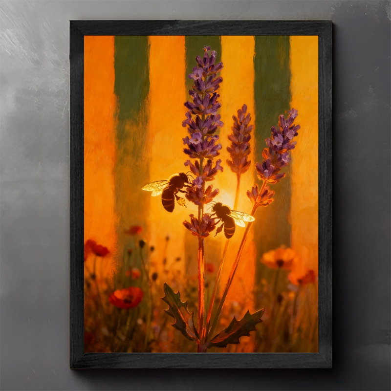 Reproduction d'art encadré noir matin, H 17 po x l 13 po