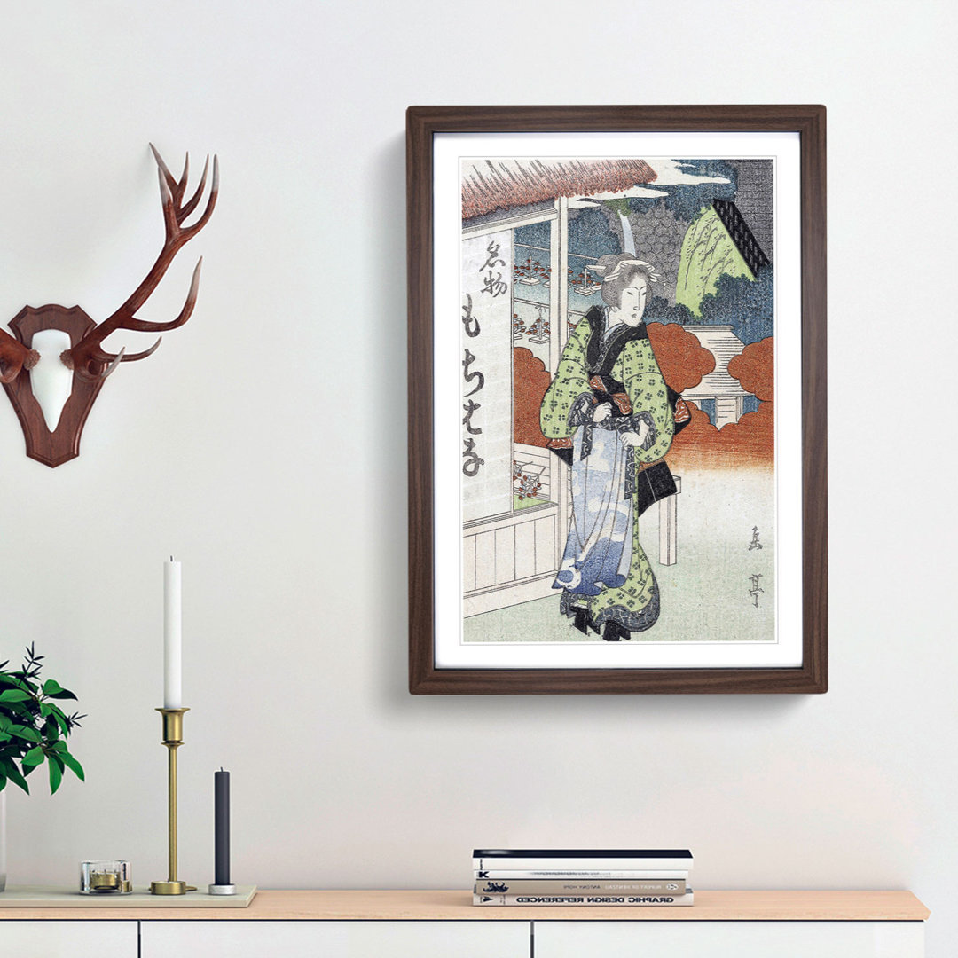 Portrait of a Lady by Yashima Gakutei - Framed Print