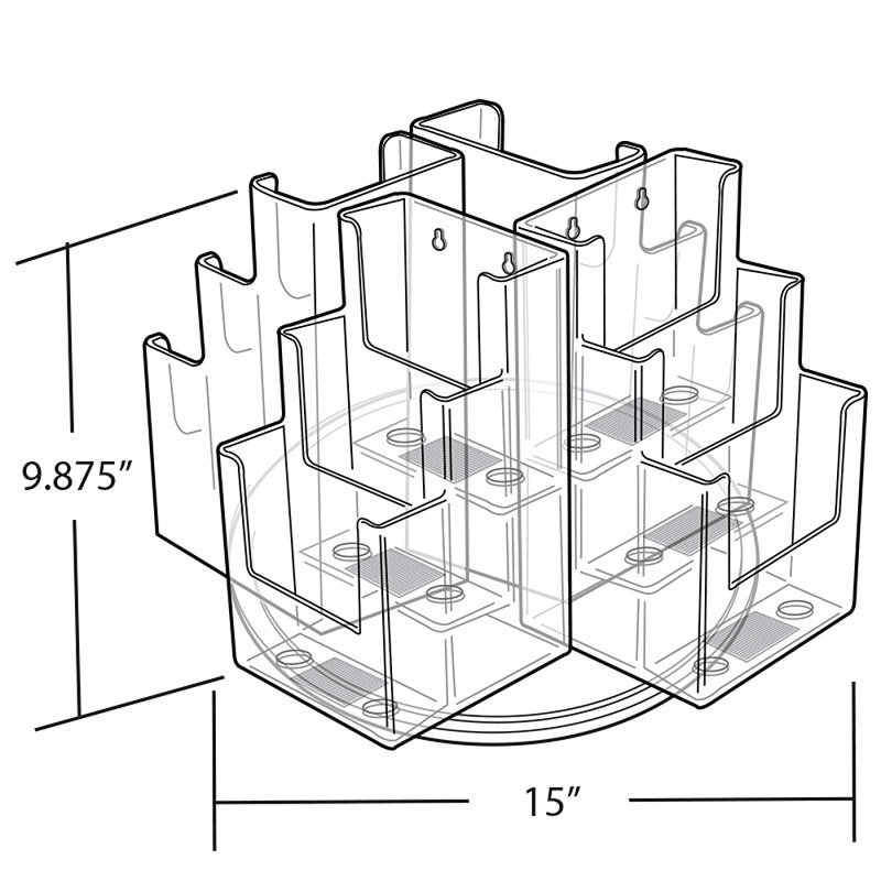 Clear Acrylic 12-Pocket Revolving Trifold Brochure Holder