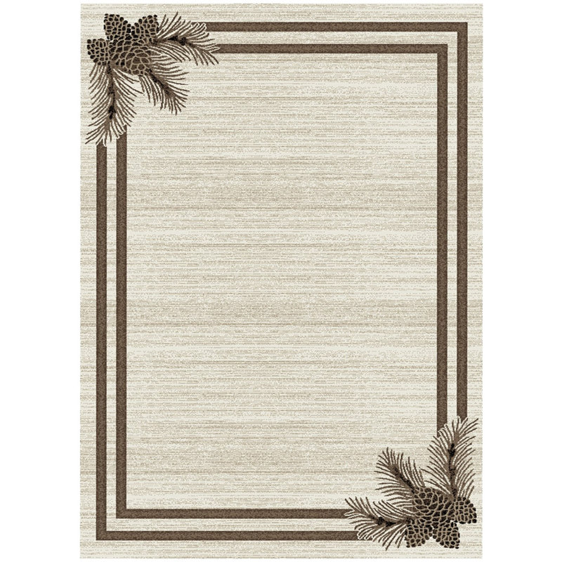 Tapis en polypropylène de couleur ivoire / brun Elisabetha, Rectangle 2 pi 3 po x 3 pi 3 po