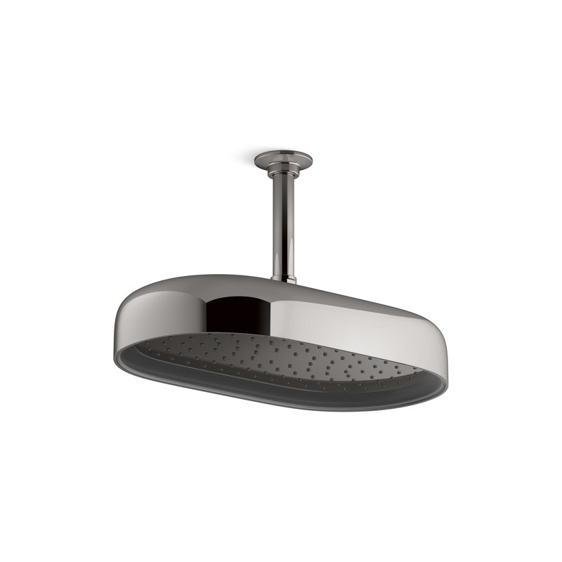 Statement 14" Single-Function Wall or Ceiling-Mount Round Rainhead, Oblong Rain Showerhead 2.5 GPM, Vibrant Titanium
