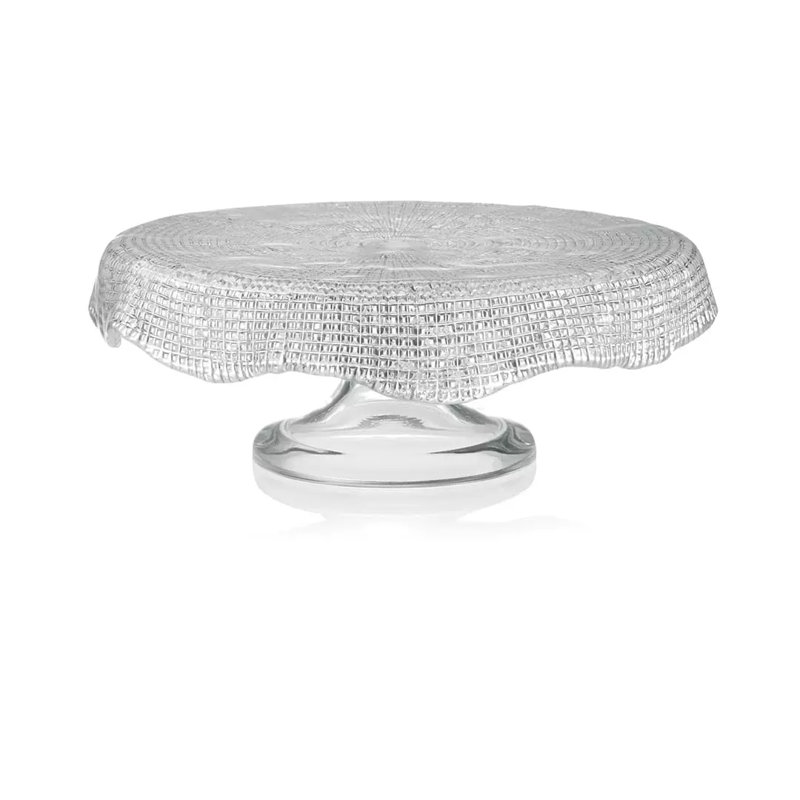 Diamante' Footed Cakestand Scalloped Cm.26 Clear