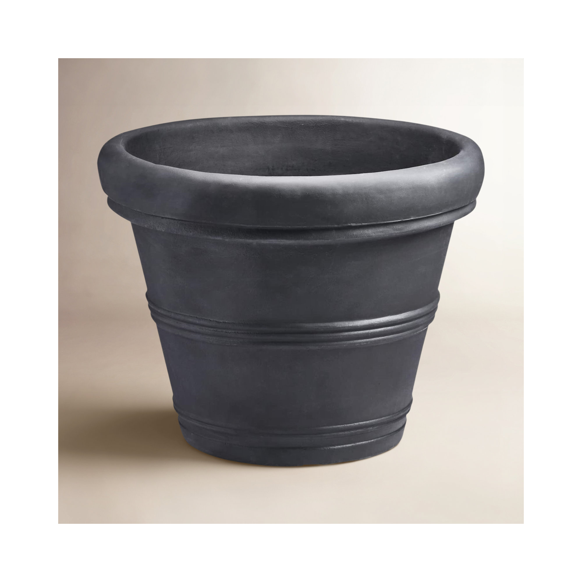 Lanesborough Resin Pot Planter, Caviar Black, 21.5" H x 27.36" W x 27.36" D