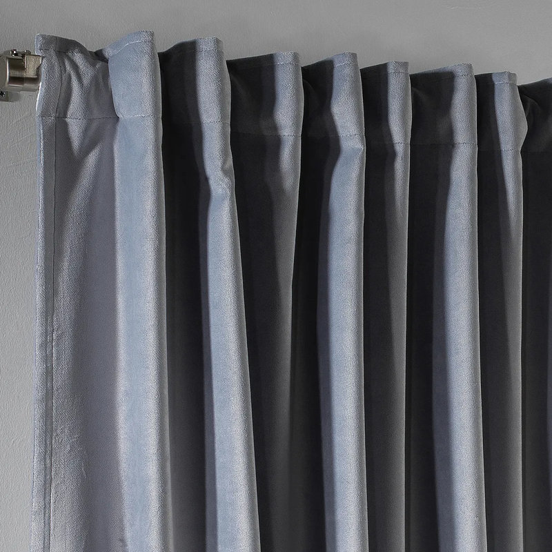 Extra Long & Extra Wide Matte Velvet Curtain Panel, 130cm Width x 225cm Drop, 66 SILVER