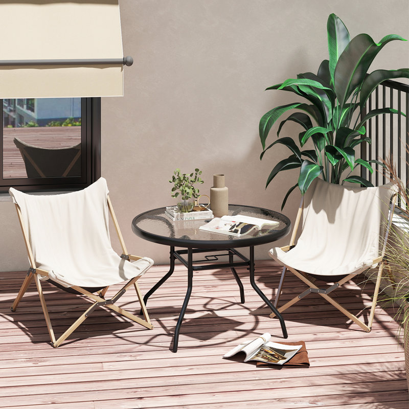 Round Metal Outdoor Coffee Table With Umbrella Hole , 70cm cm W 70cm cm D