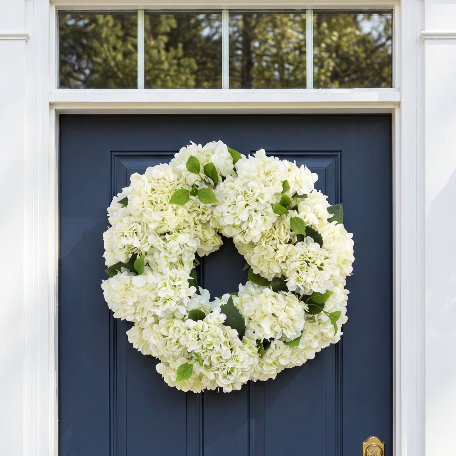 26" Faux Hydrangea Wreath, White