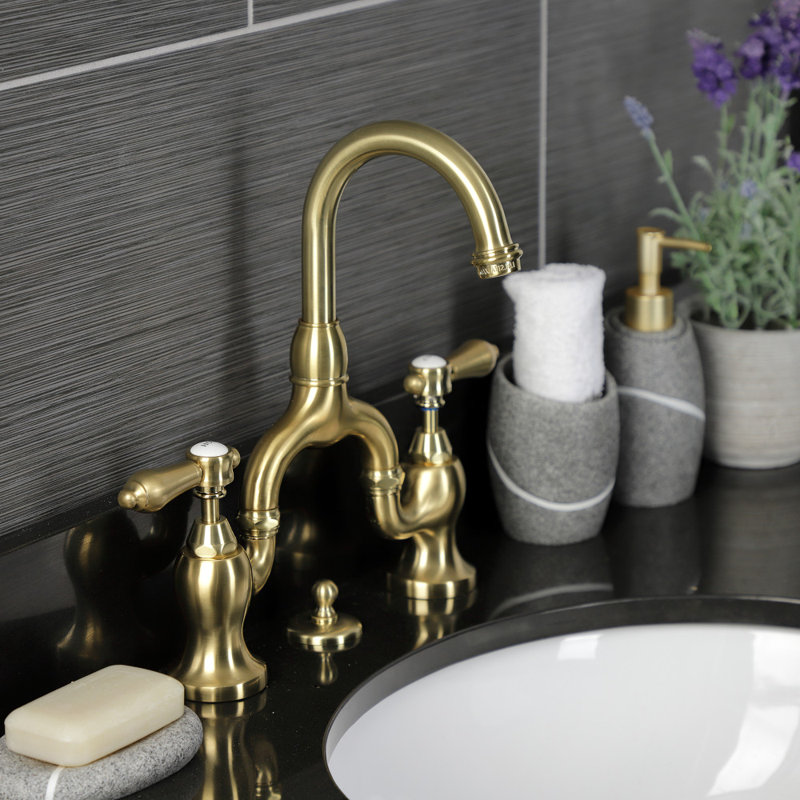 Widespread Bathroom Faucet with Drain Assembly, Gold