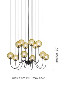 Puppet Suspension 12P Multicolor 1 Glossy Chrome G9 Ul, Matte Black, Amber Transparent