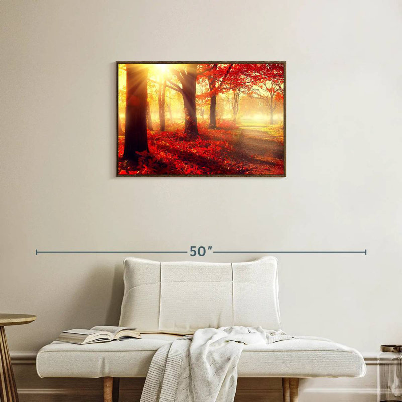 Forêt rouge vif, Cadre flottant noyer, 31 po x 21 po