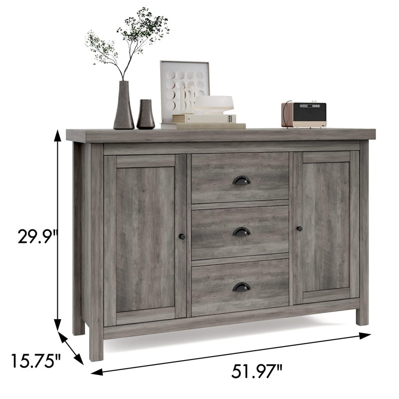 Buffet Cabinet With Drawers, 52" Large Sideboard Buffet Storage Cabinet