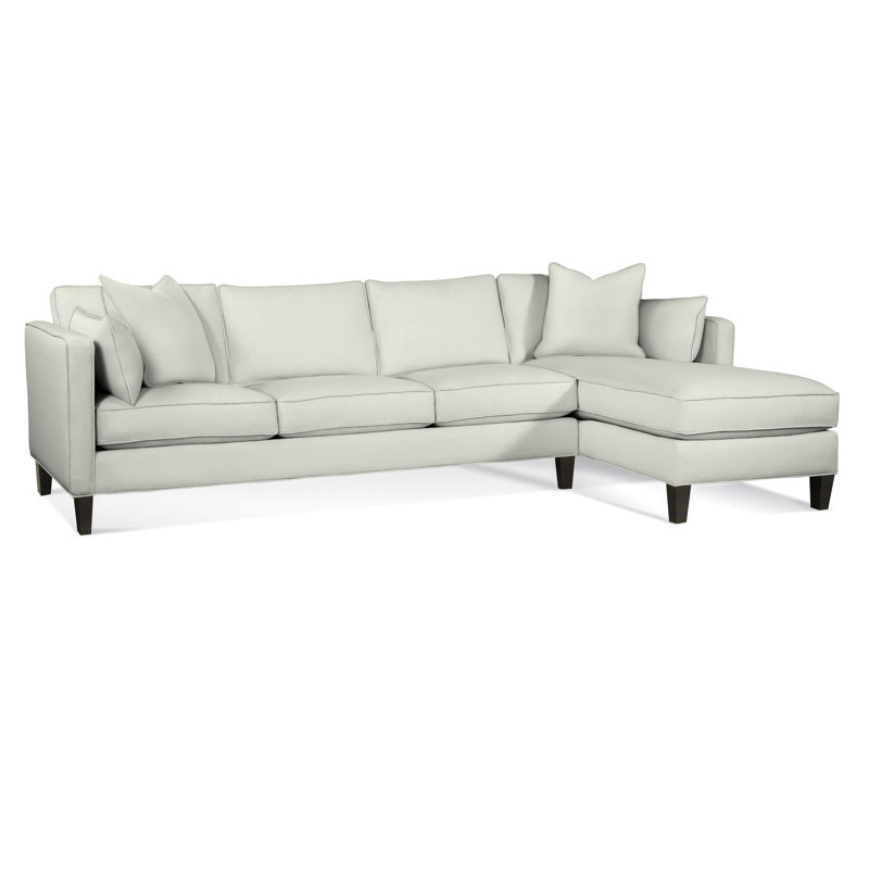 Lenox Chaise Sectional, Black, Right Hand Facing, Green Performance Fabric; 0851-54