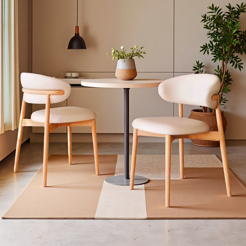 Replica leather soft-seat solid wood dining chair