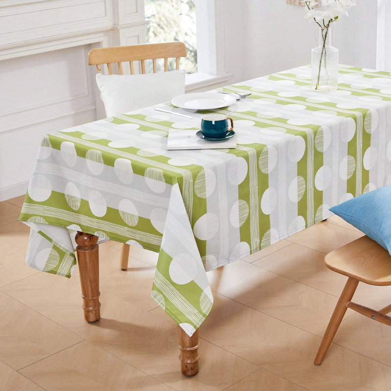 Round Patterned Tablecloth, 1 PCS, Light Blue, 54" x 72"