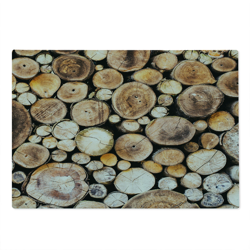 Ambesonne Rustic Cutting Board Large Size Wooden Logs Oak Tree Pale Sand Brown
