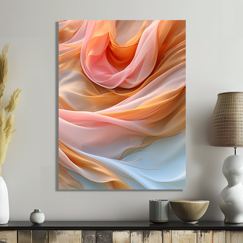 «Orange Streams», art mural, H 20 po x l 12 po x P 1 po, Métal métal
