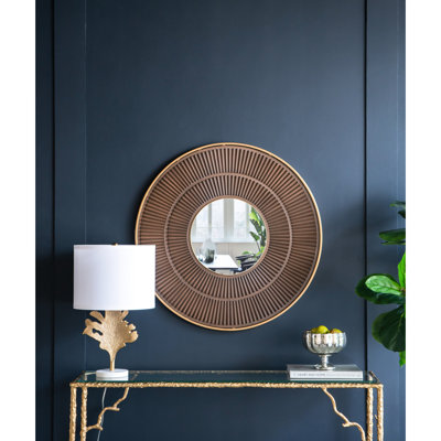 Miroir en bois 31,5 x 1,2 x 31,5 po avec bordure en fer doré, couleur neutre, ajoute du style au décor de la salle de bain, miroir transparent pour cadre d'entrée, miroir de 31,5 x 1,2 x 31,5 po, améliore le style de décor et l'espace de vie