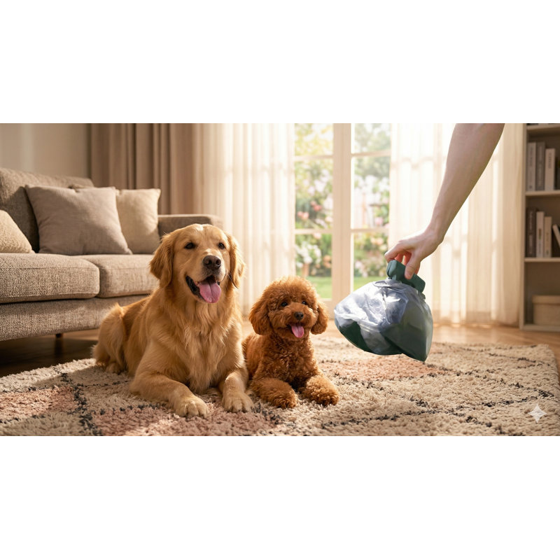 Dog Pooper Scooper pour petits et grands chiens, laisse réglable et accessoire pour sac, idéal pour la cour, les promenades, les voyages et le camping, vert
