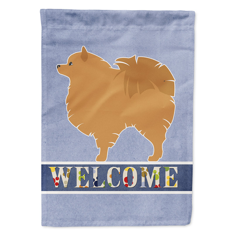 Polyester 2 côtés 40 x 28 po welcome drapeau maison, Loulou de Poméranie