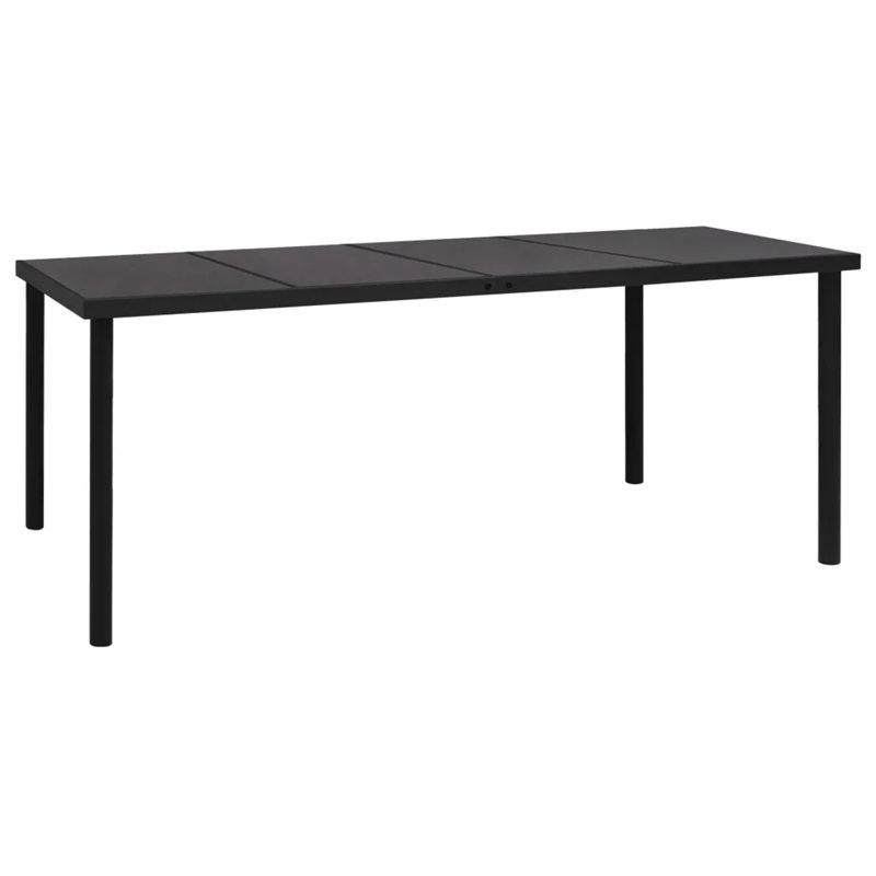 Etheldreda Rectangular Metal Outdoor Dining Table , 90cm cm W cm D, Black, 74cm H x 150cm L x 90cm W
