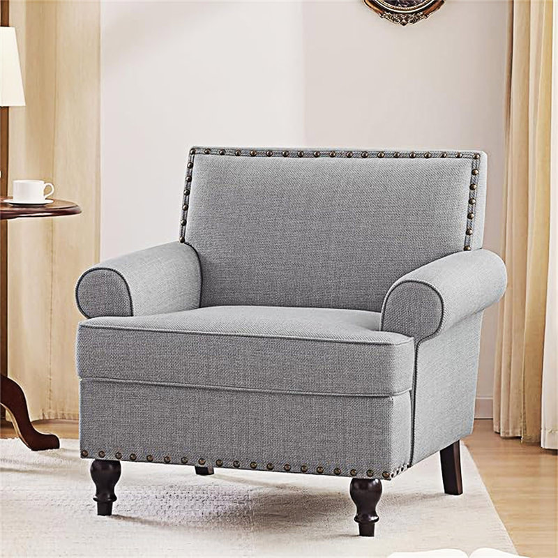 Chaise avec accoudoirs rembourrée Modern, Polyester gris
