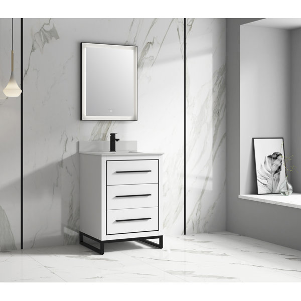 Orren Ellis Kuku 24'' Single Bathroom Vanity with Stone Top | Wayfair