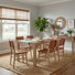 Dining Set - Tiburon Dining Table - Drifted Sand - Marco Dining Side Chair - Drift Wood Frame - Ochre Brown Faux Leather