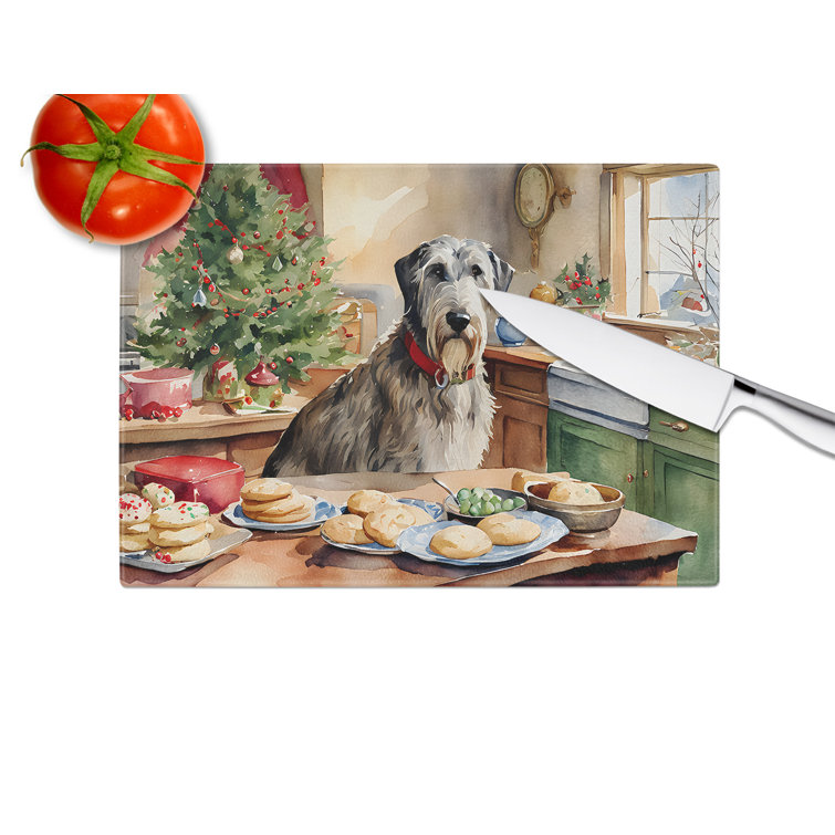 Caroline's Treasures Irish Wolfhound Christmas Cookies Glass Cutting 